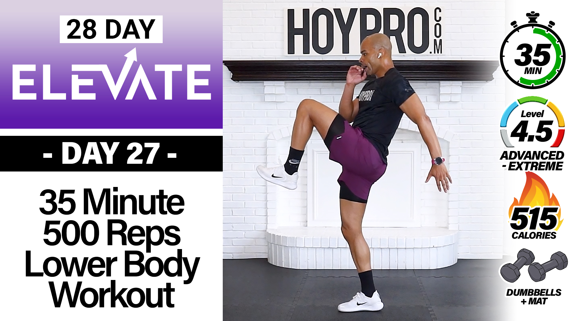 35 Minute 500 Reps Lower Body Strength Workout - ELEVATE #27