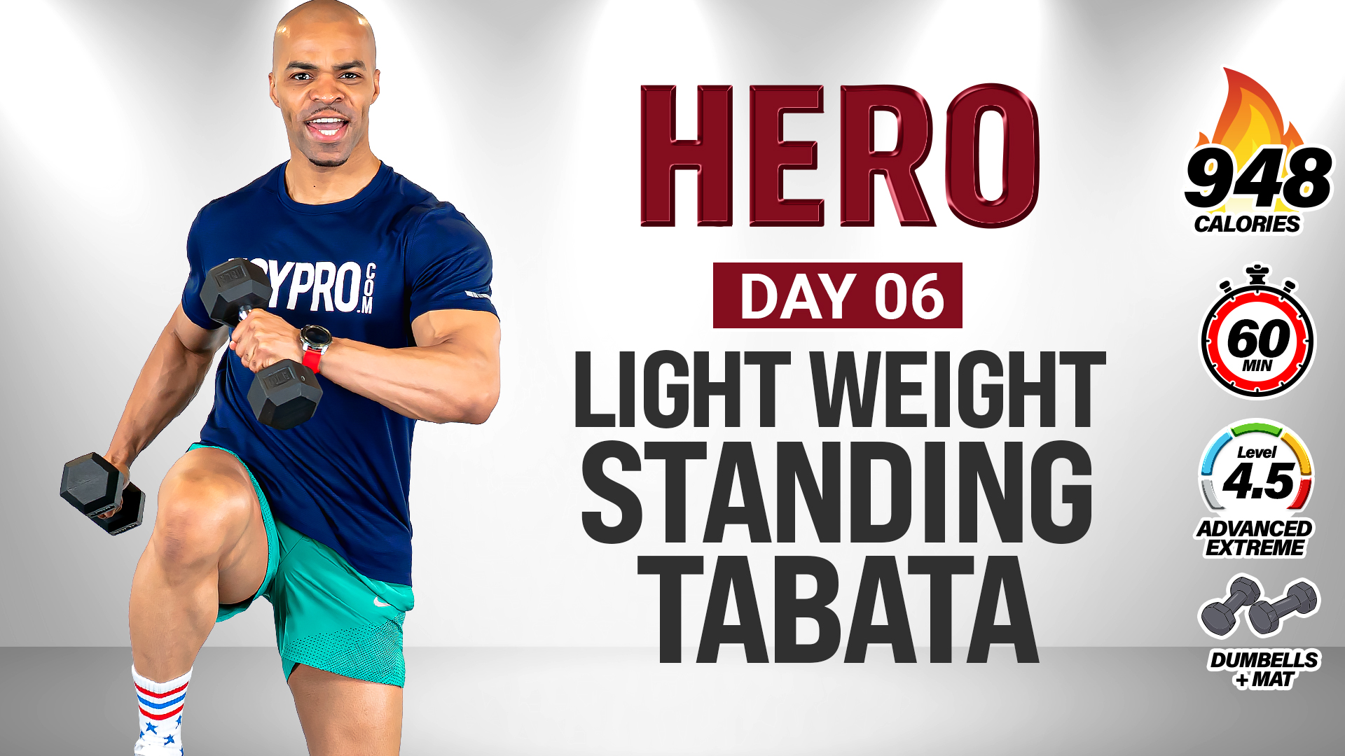 60 Minute Standing ABAB Light Weight Tabata Workout - HERO #006