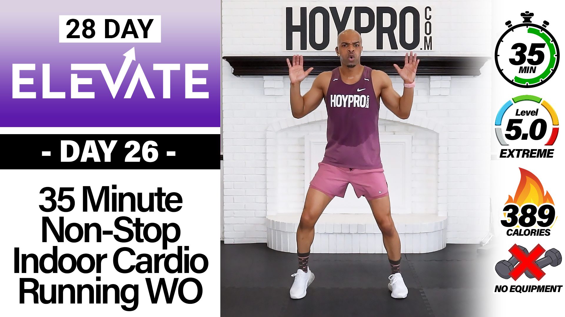 35 Minute Indoor Cardio Marathon Running Workout - ELEVATE #26