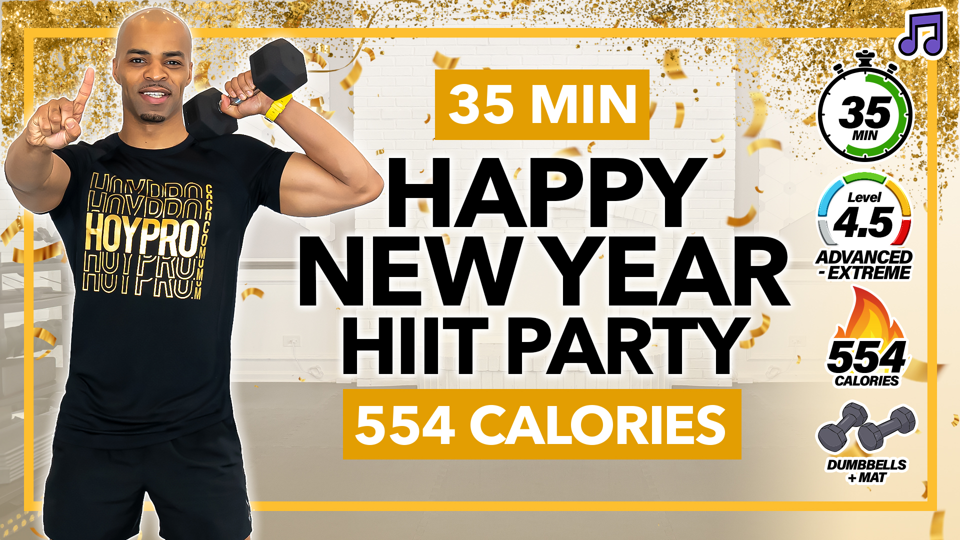 35 Minute Total Body Count-Down New Year Themed Workout (Music)
