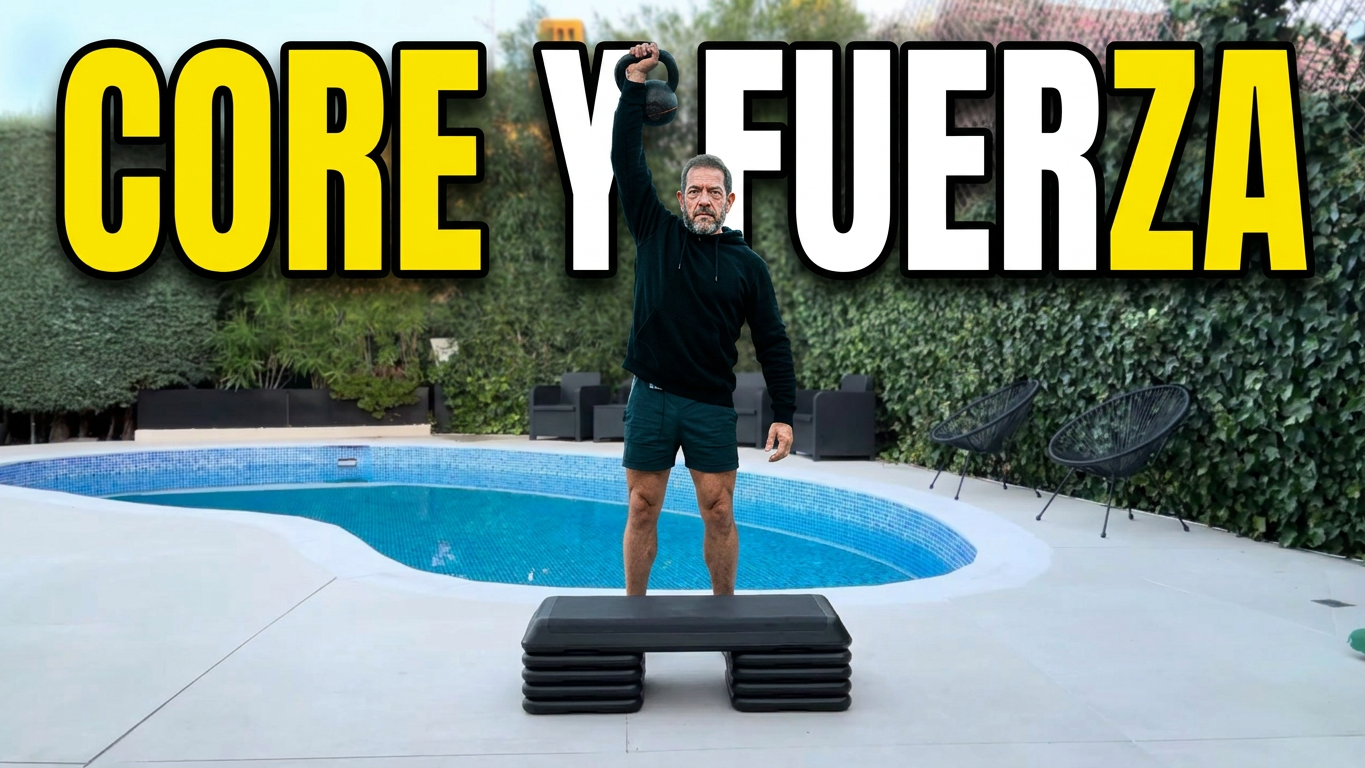 Core y fuerza con step y pesa rusa