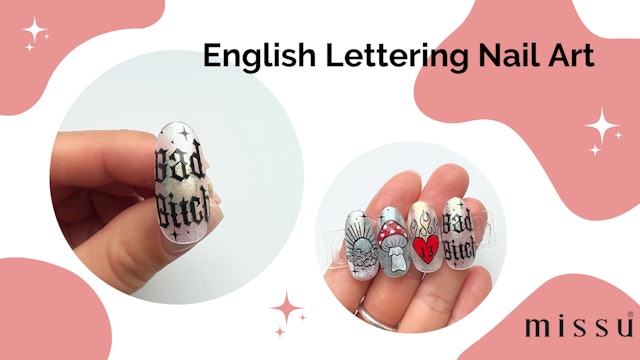 english lettering nail art