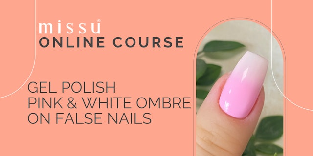 Gel Polish Pink and White Ombre On False Nails