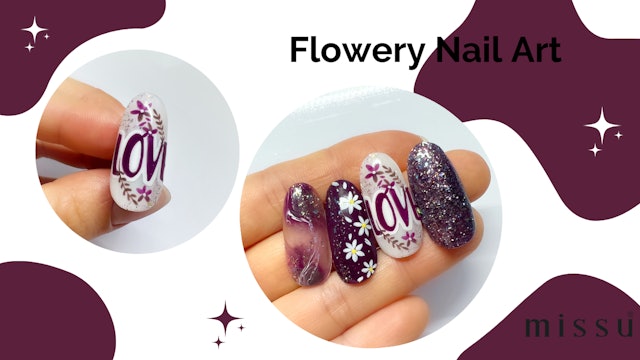 flowery nail art