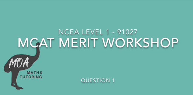 NCEA 91027 - MCAT Merit workshop Question 1