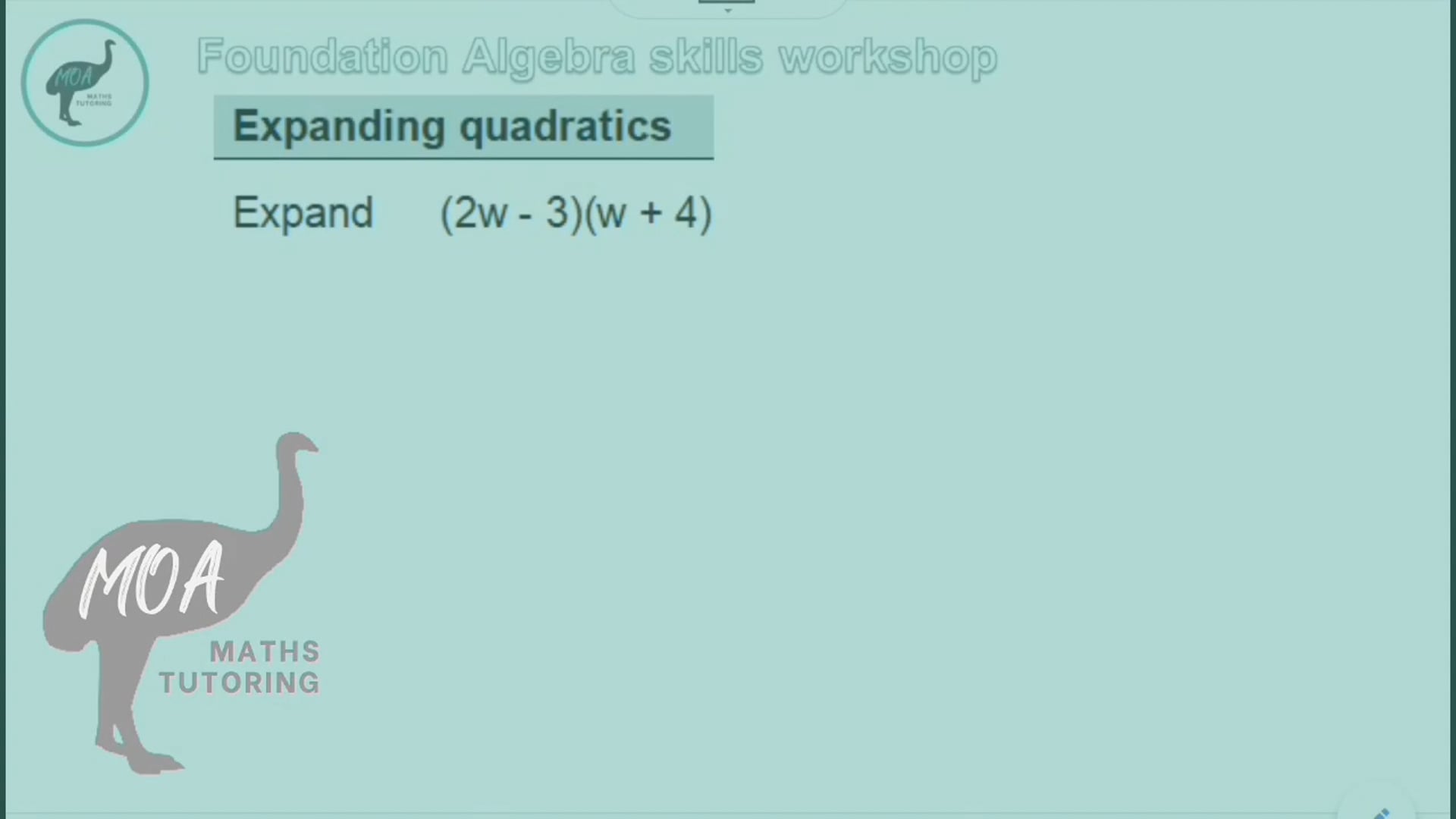 Algebra skills question 4 - expanding double brackets