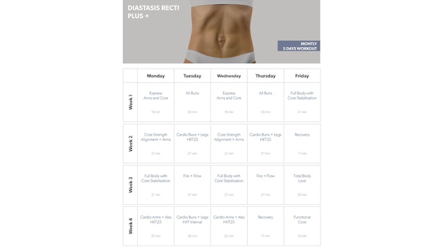 Diastasis Recti Plus+ Calendar