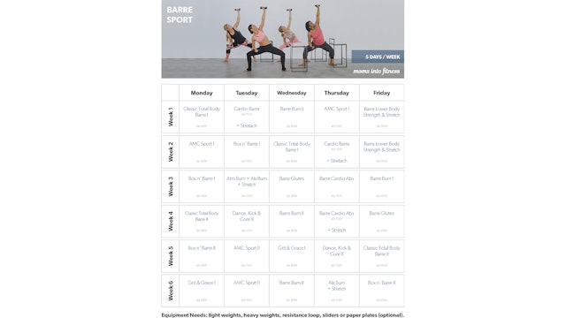 Barre Sport Calendar with Running