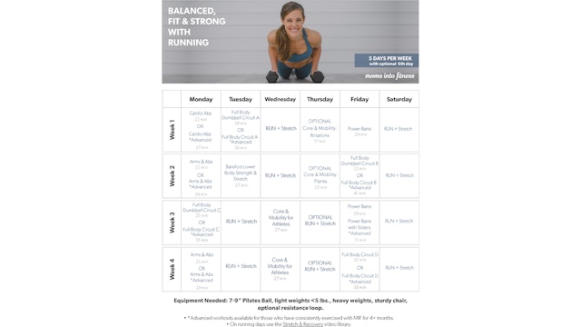 Balanced, Fit & Strong RUNNING Calendar