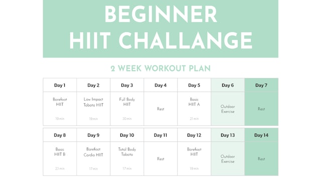 Beginner HIIT Challenge Calendar