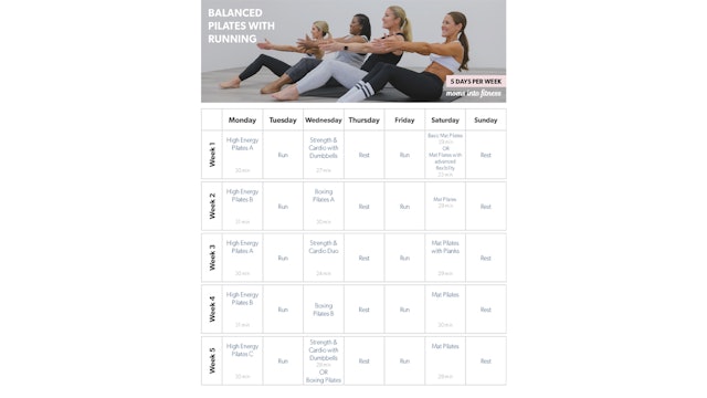 Calendar Balanced Pilates with Running