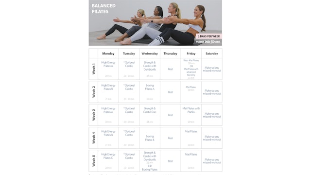 Calendar Balanced Pilates