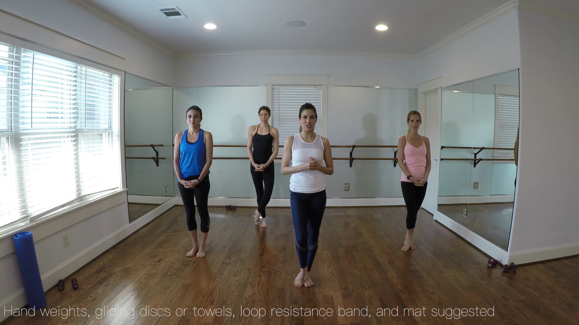 Class #2 OPTIONAL light weights, loop resistance band, towel or gliders