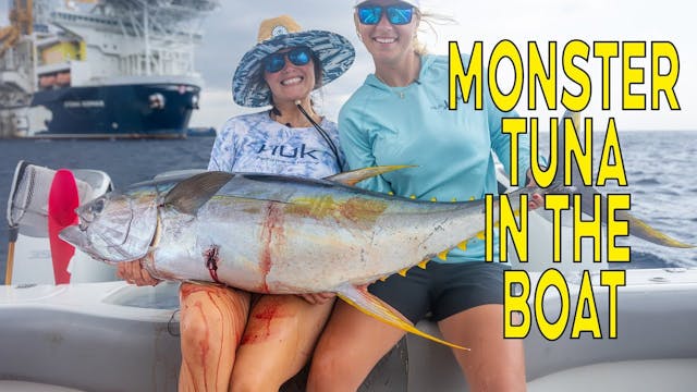 Mary catches MONSTER Yellowfin Tuna! ...