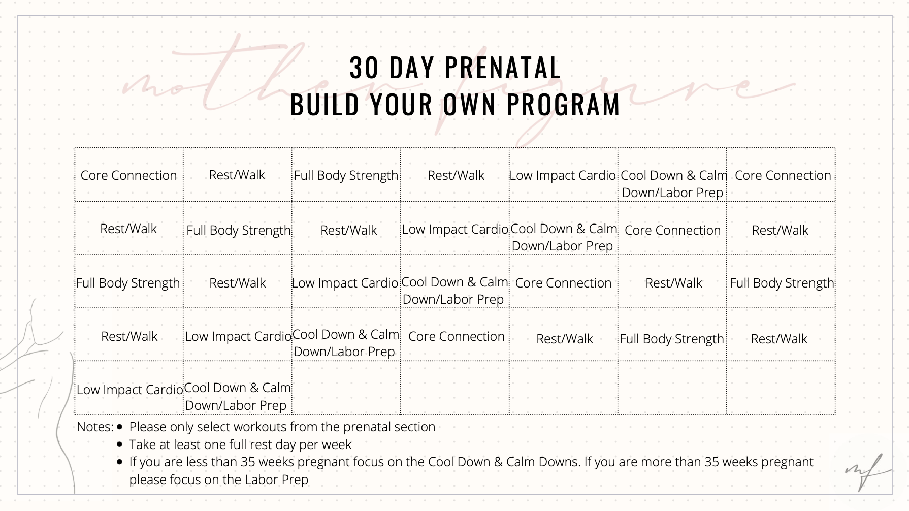 30 Day Prenatal Build Your Own Program