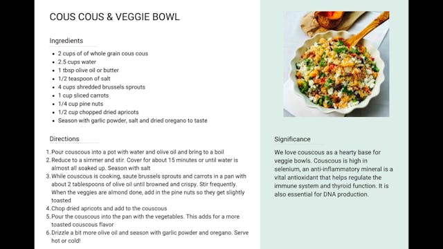 Cous Cous and Veggie Bowl