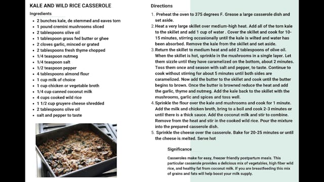 Kale and Wild Rice Casserole