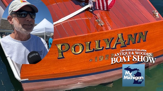 The PollyAnn with Owner, Steve Berghausen - Les Cheneaux Wooden Boat Show