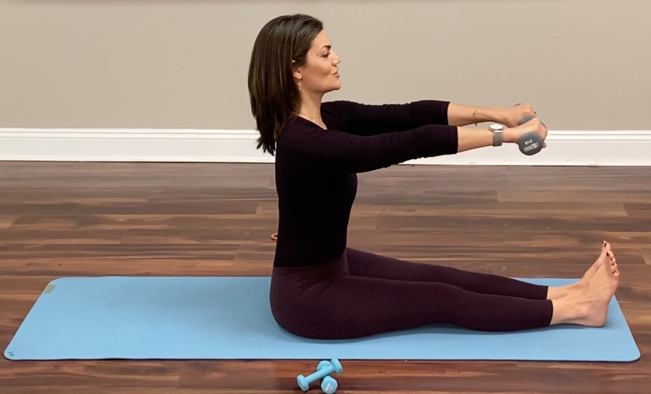 Intermediate Mat Pilates with Light Weights