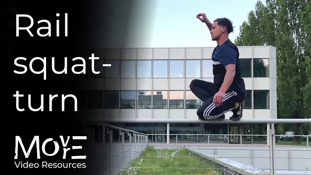 Rail squat-turn transition