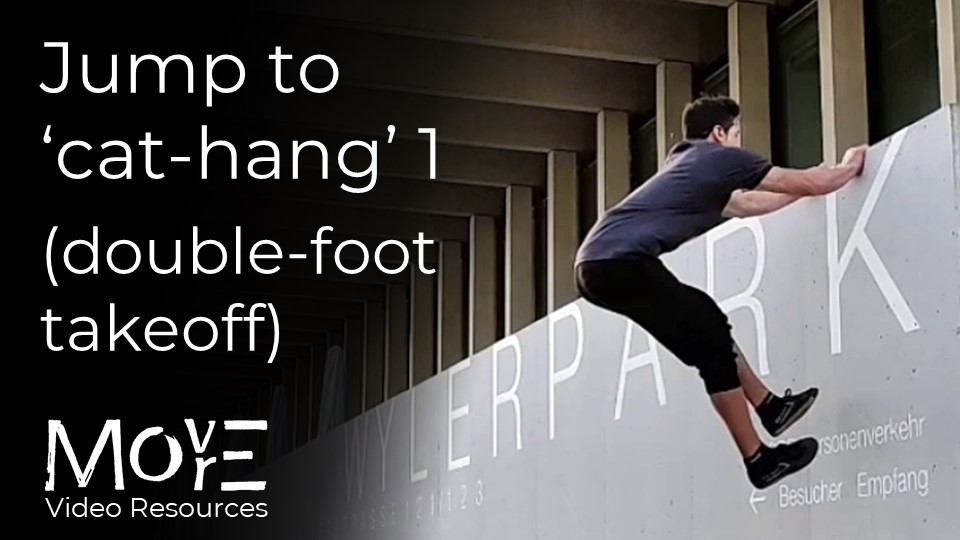 Fundamental jump to 'cat-hang' 1 (double-foot takeoff)