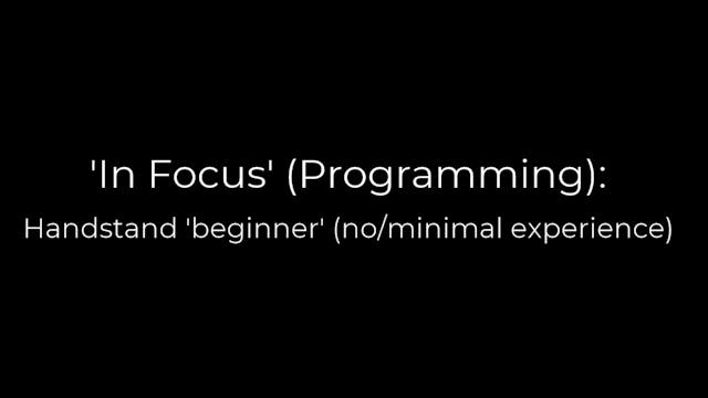 Programming: Handstand 'beginner' (no...
