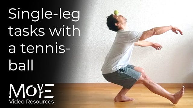 Single-leg tasks with a tennis-ball