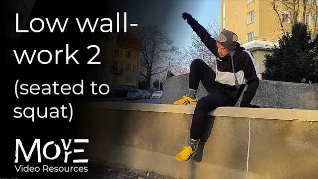 Low wall-work 2: Seated-to-squat tran...