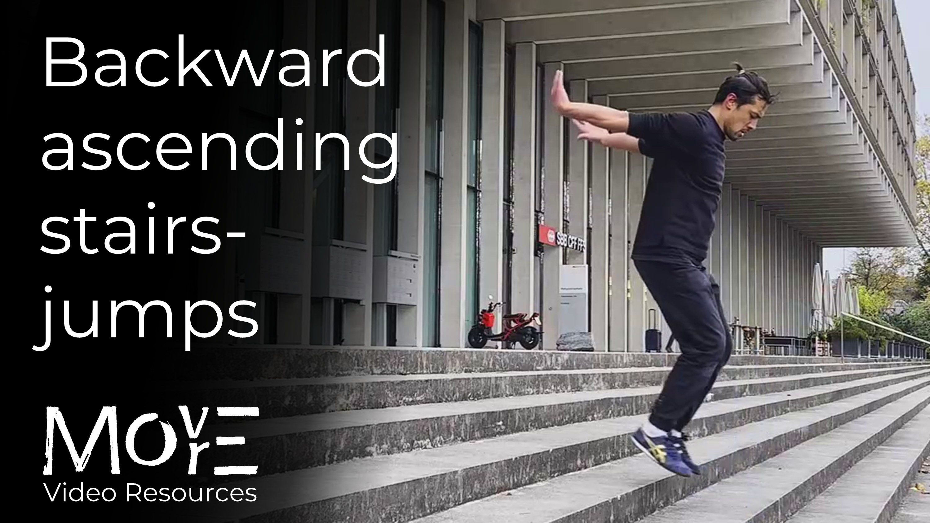 Backward ascending stairs-jumps