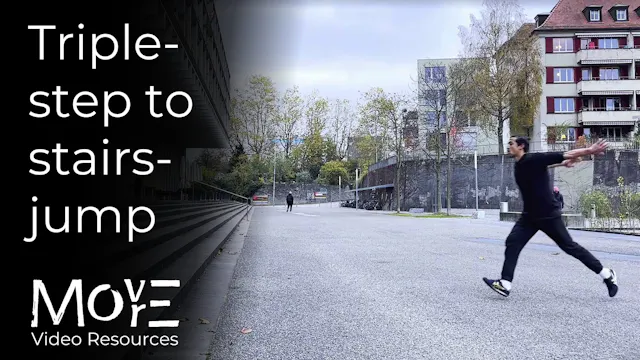 Triple-step to stairs-jump