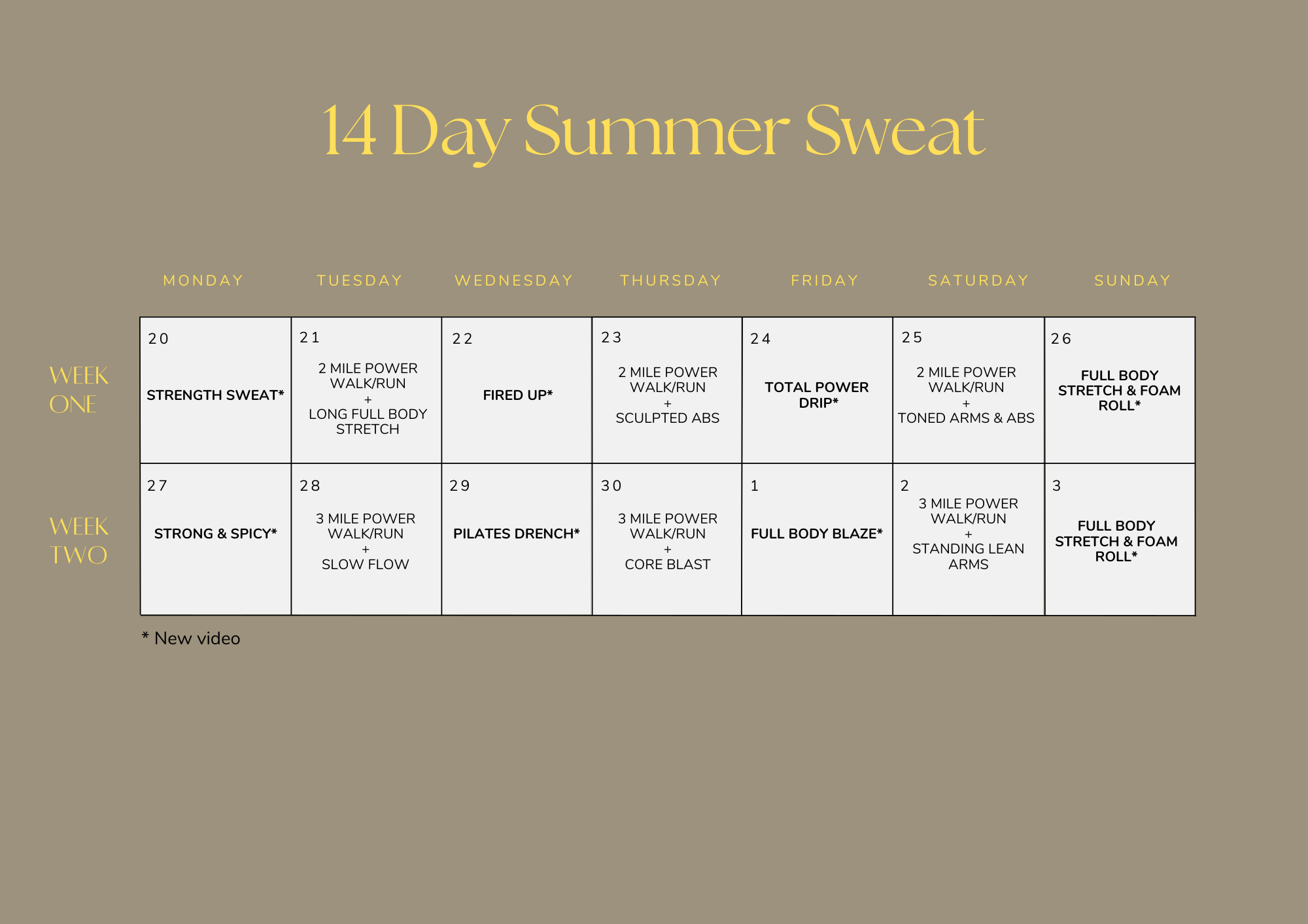 Summer Sweat plan
