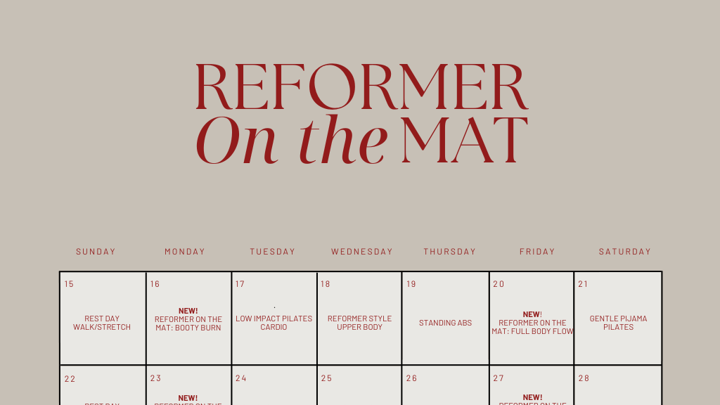 Reformer On The Mat – Schedule