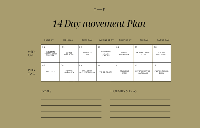 Fuel Body Movement Calendar