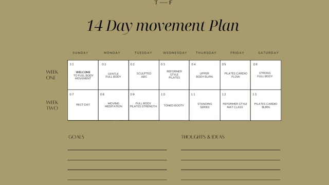 Fuel Body Movement Calendar