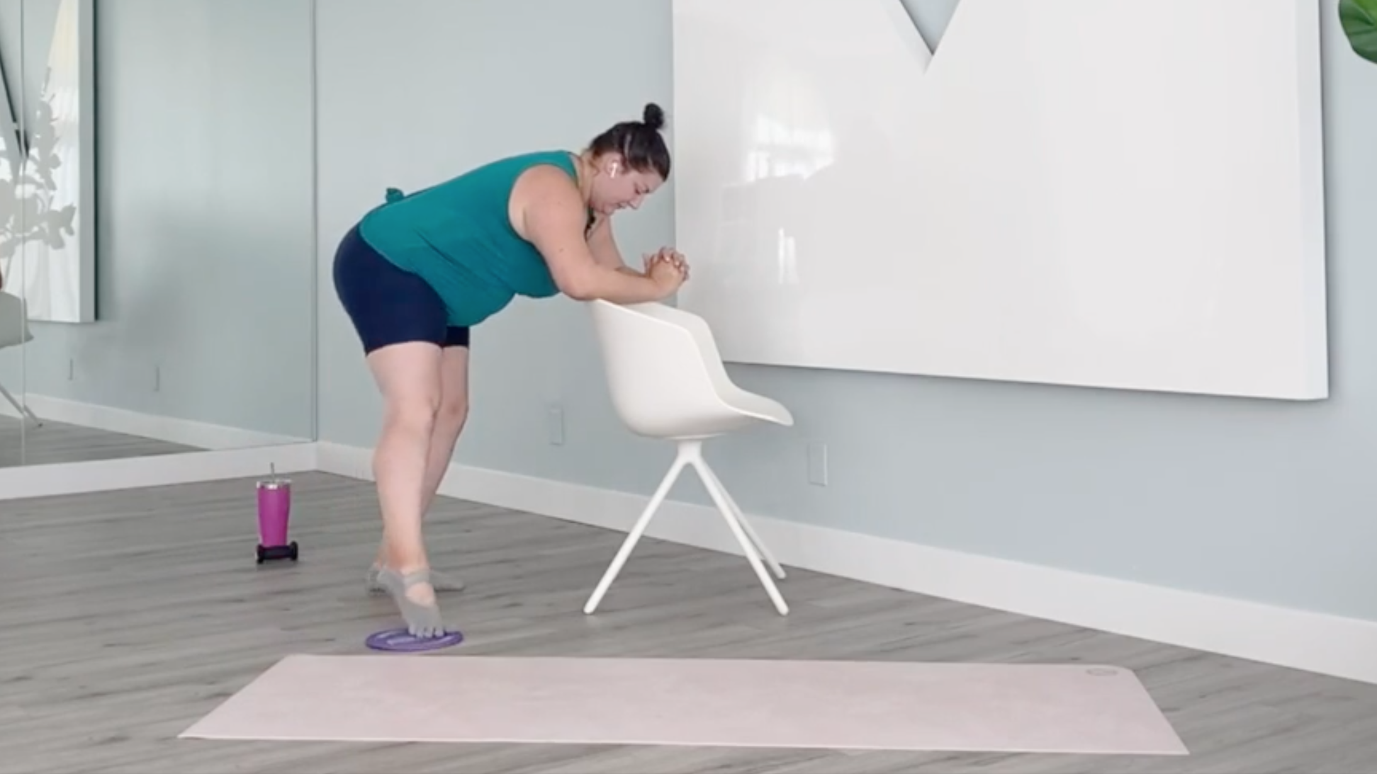 48 Minute MNTbarre Using a Chair, Ball, Sliders and Hand Weights