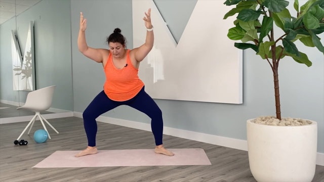 47 Minute MNTbarre Using a Chair, 2-3 lb Hand Weights, and a Ball