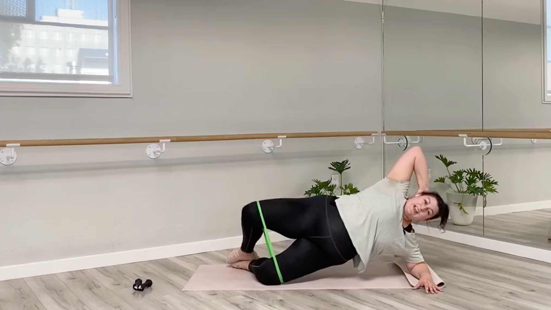 46 Minute Full Body Mat Bootcamp Using Hand Weights and a Small Band