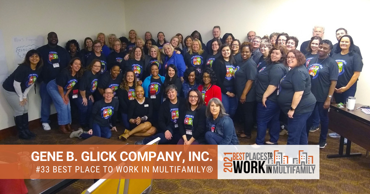 #33 Best Places to Work Multifamily® 2021 - Gene B. Glick Company, Inc.