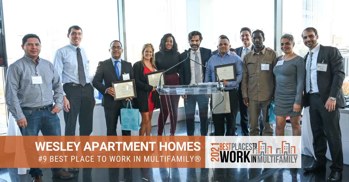 #9 Best Places to Work Multifamily® 2021 - Wesley Apartment Homes