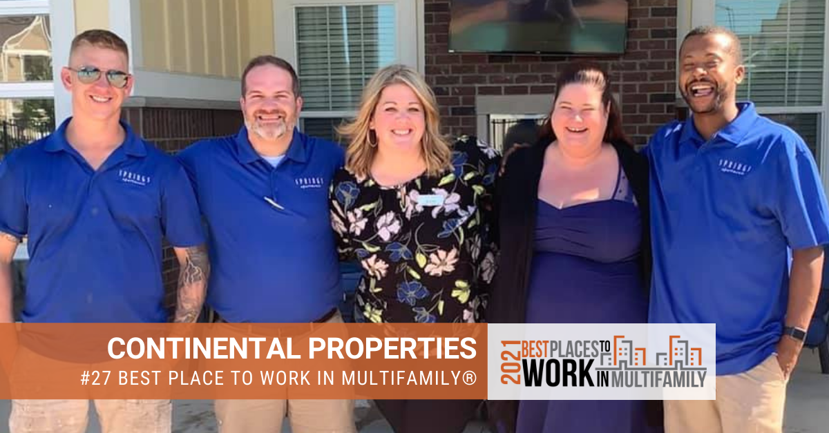 #27 Best Places to Work Multifamily® 2021 - Continental Properties