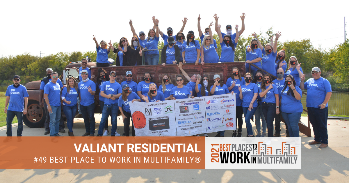 #49 Best Places to Work Multifamily® 2021 - Valiant Residential