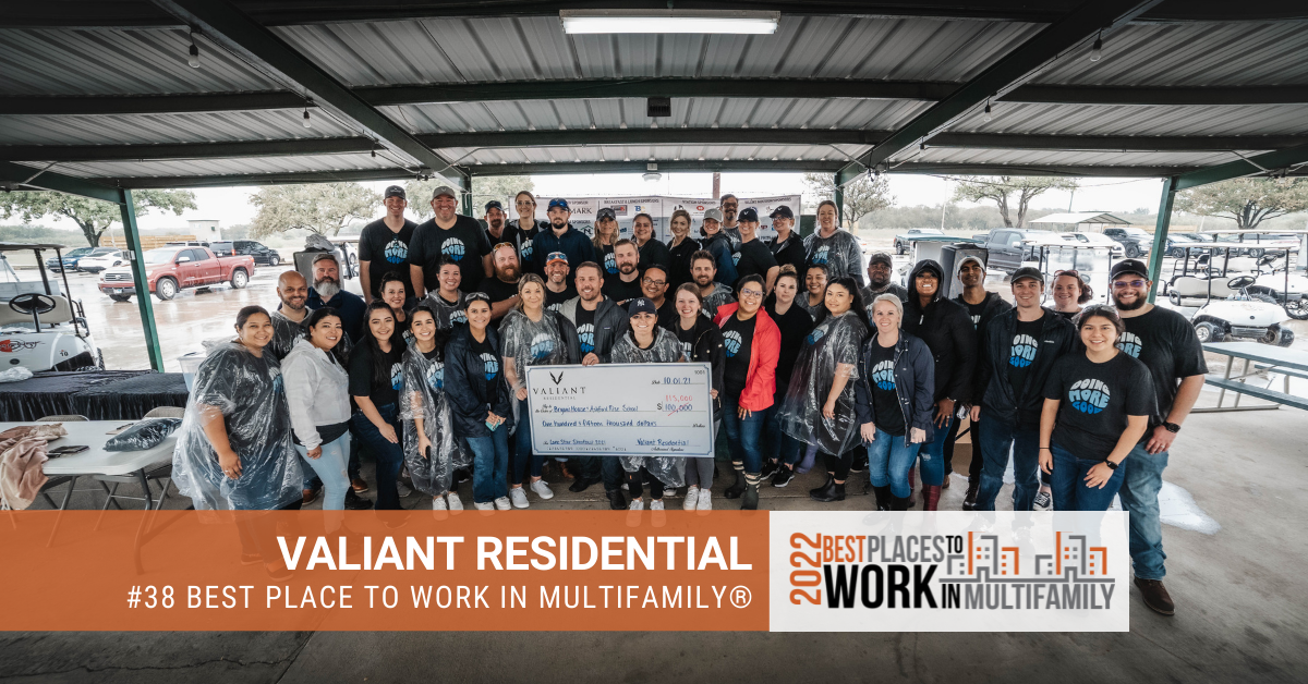 #38 Best Place to Work Multifamily® 2022 - Valiant Residential