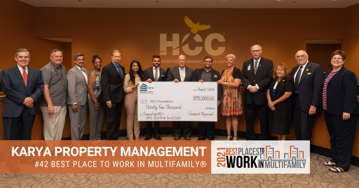 #42 Best Places to Work Multifamily® 2021 - Karya Property Management