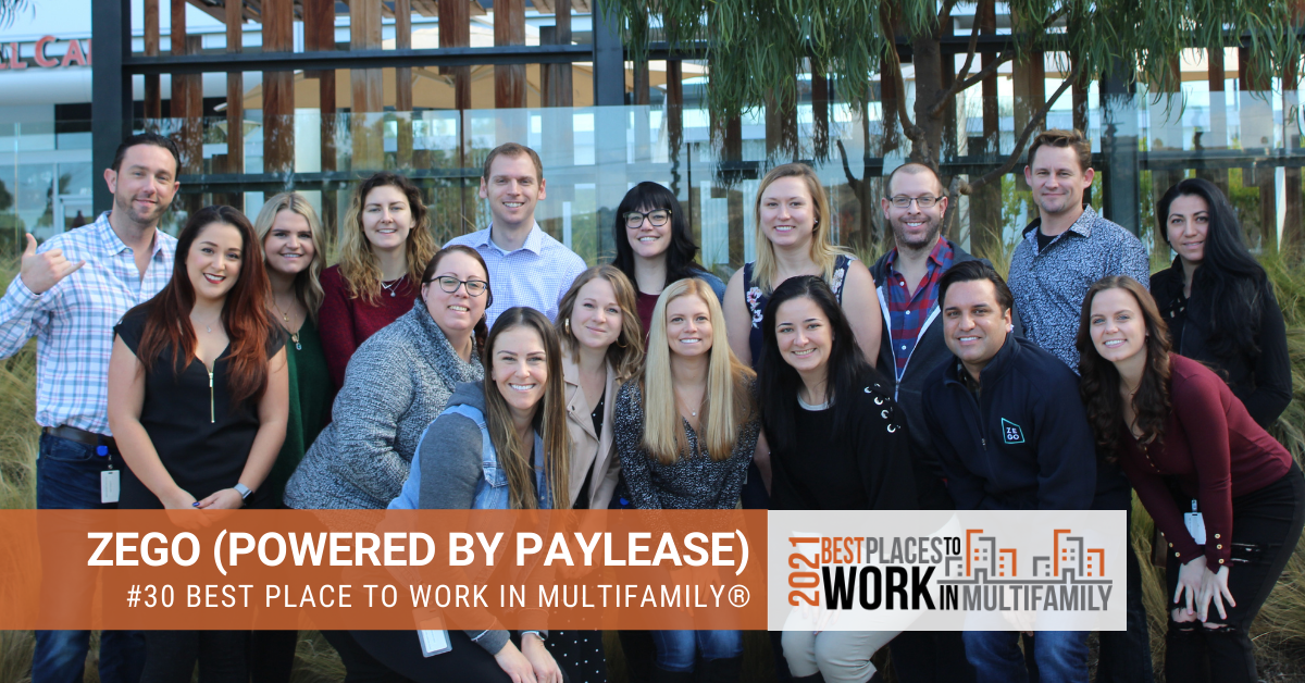 #30 Best Places to Work Multifamily® 2021 - Zego (Powered by PayLease)