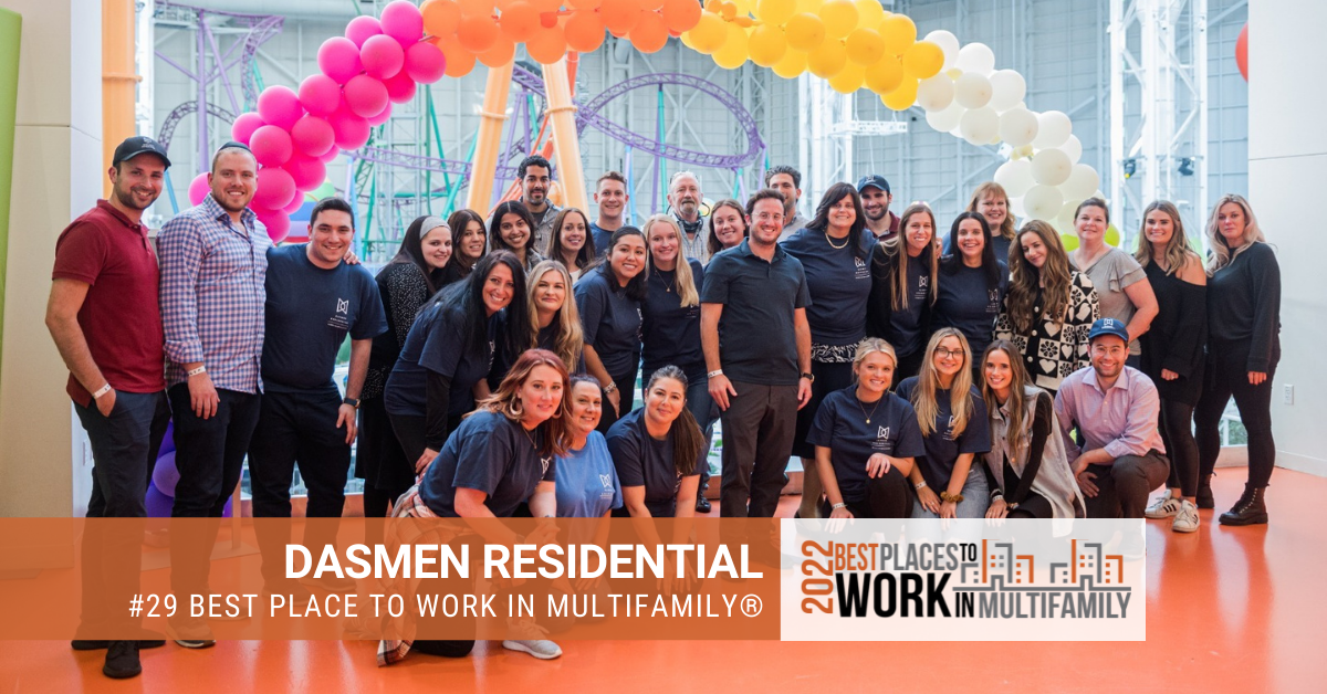 #29 Best Place to Work Multifamily® 2022 - Dasmen Residential