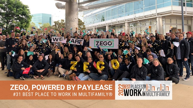 #31 Best Place to Work Multifamily® 2022 - Zego
