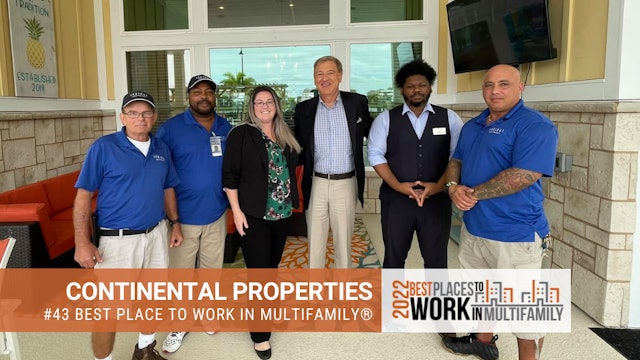 #43 Best Place to Work Multifamily® 2022 - Continental Properties
