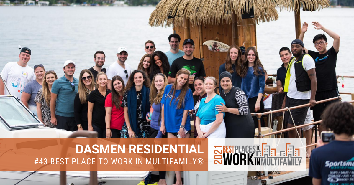 #43 Best Places to Work Multifamily® 2021 - Dasmen Residential