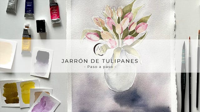 Pintar jarrón de tulipanes- Paso a paso