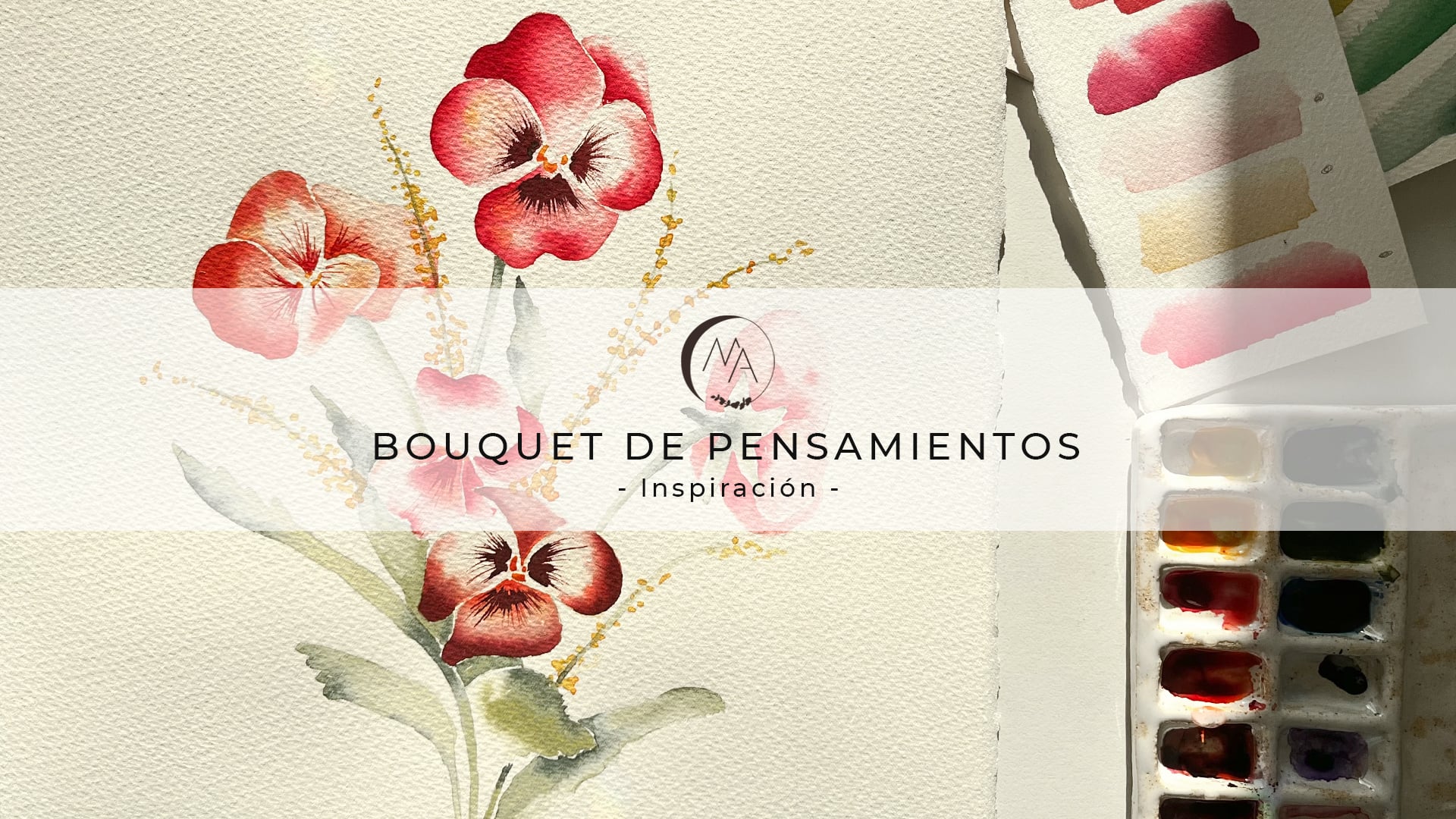 Bouquet de pensamientos en acuarela